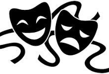 drama clipart featuring a smiling mask and frowning mask